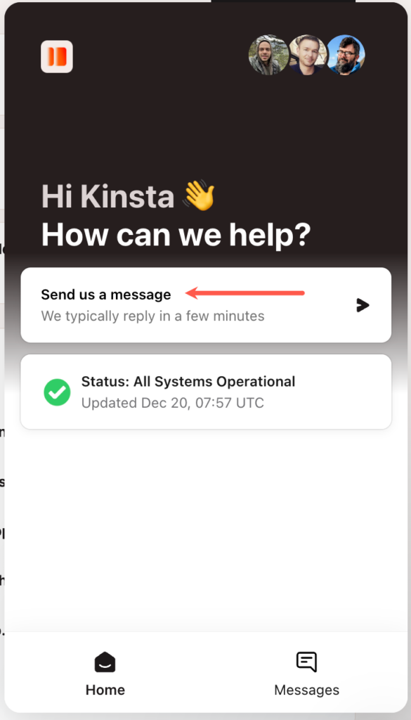 Send a message in Sevalla.